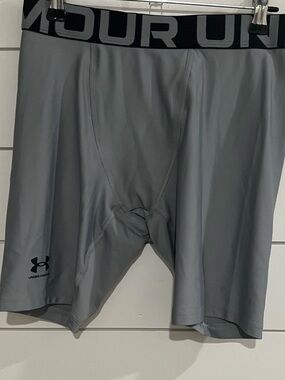 Under Armour Gray Compression Shorts with Black Logo Waistband